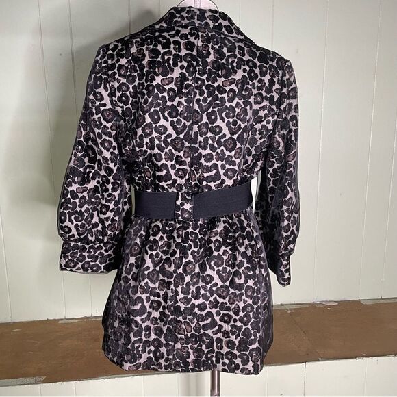 Clara SunWoo Leopard Cheetah Belted Cropped Trench Coat Size Medium‎ - Picture 2 of 8